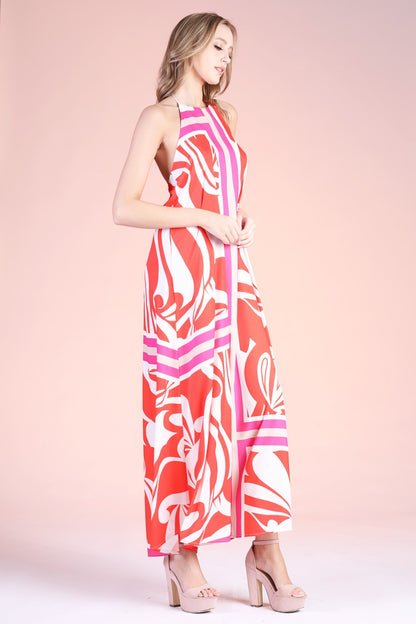 Sicilia Scarf Halter Maxi Dress