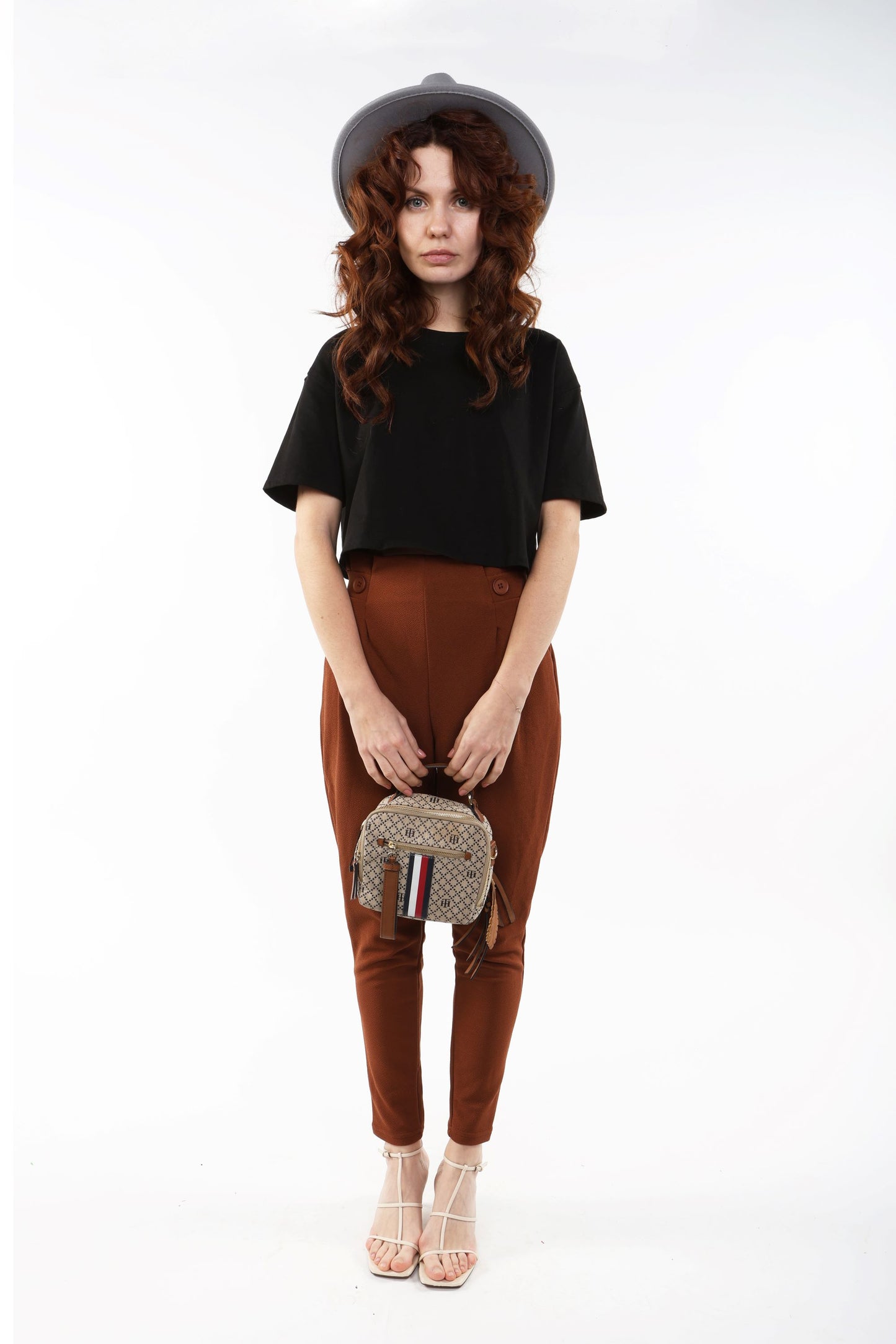 Women Stylish  Knit Paper Bag Pleat Pants