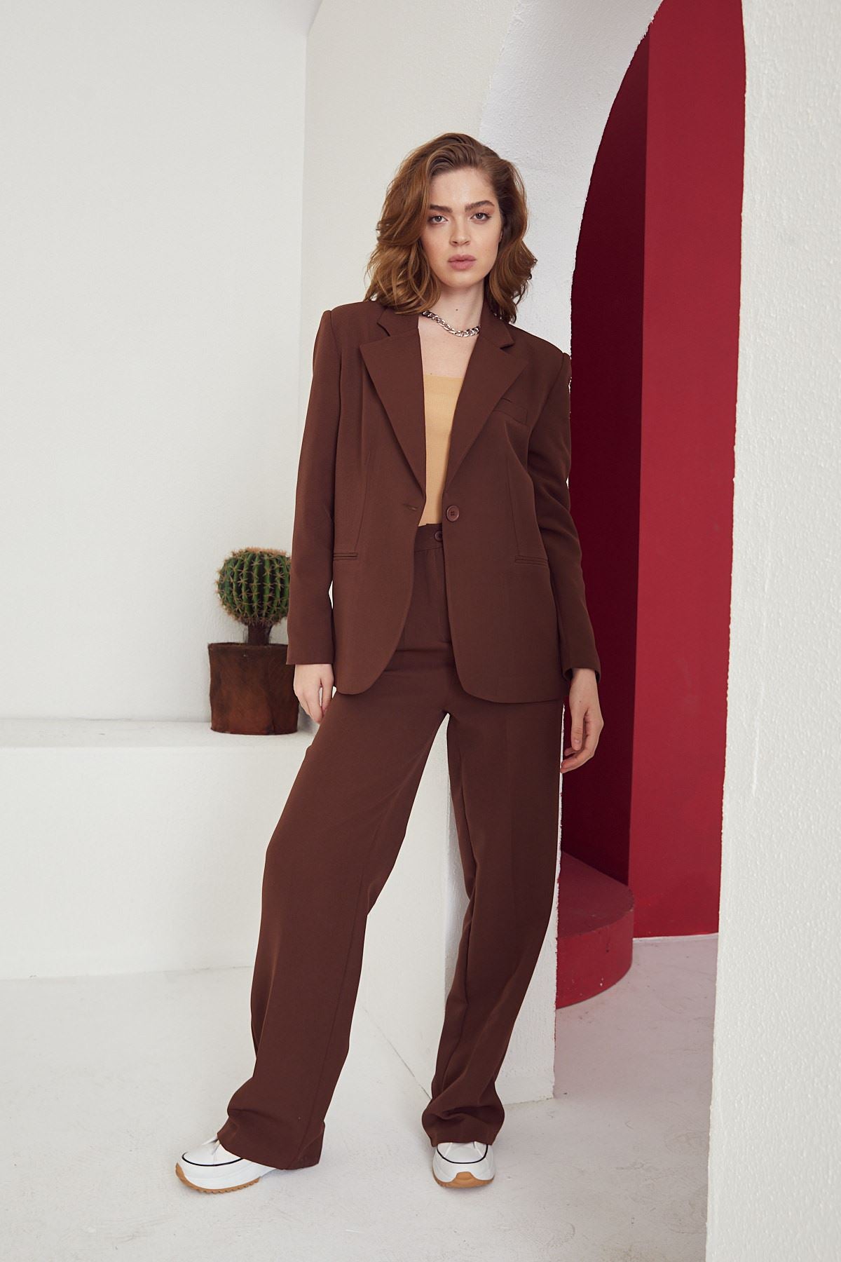 Brown Power Suit