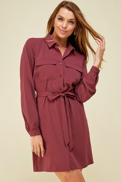 Belted Button Down Dress Luscious Behr