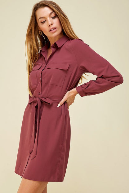 Belted Button Down Dress Luscious Behr