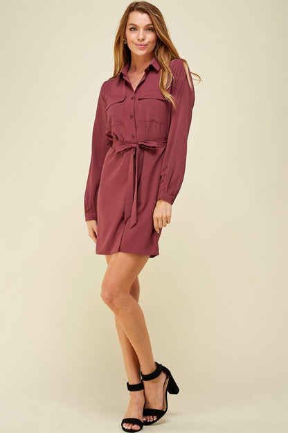 Belted Button Down Dress Luscious Behr