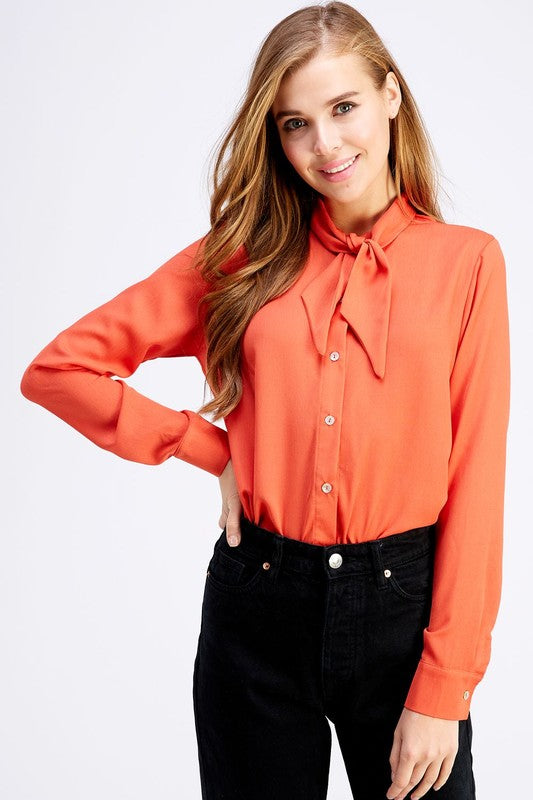 Lovely Bow Tie Neck Blouse